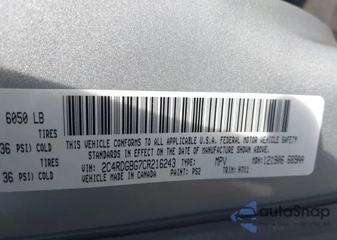 2012 Dodge Grand Caravan Se z USA, uszkodzony, nr VIN 2C4RDGBG7CR216243